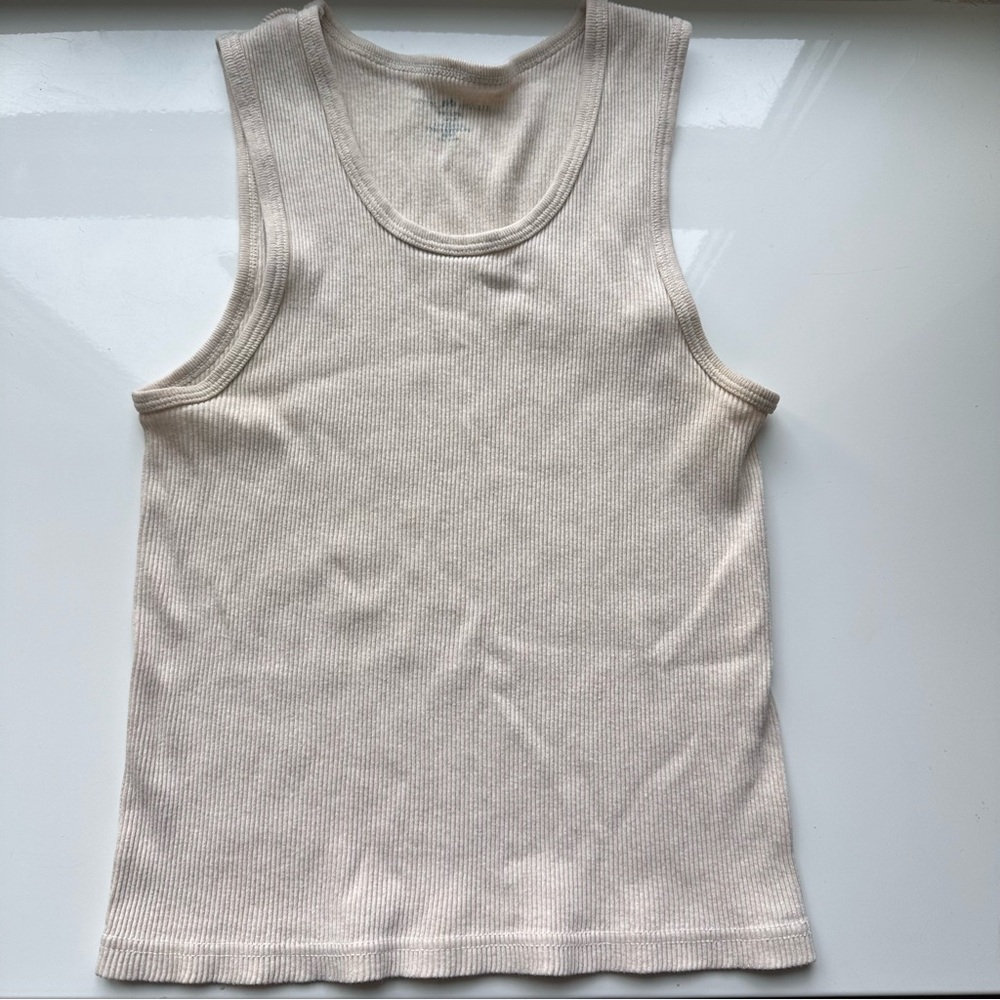 Brandy Melville Tan Ribbed Tank Top